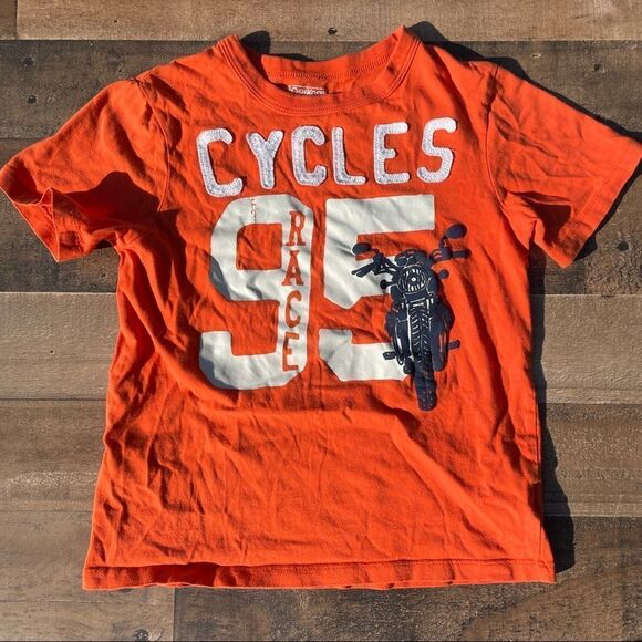 Oshkosh B’Gosh Boyd Orange Motorcycle Short Sleeve Tee Shirt Size 6 - Picture 1 of 8